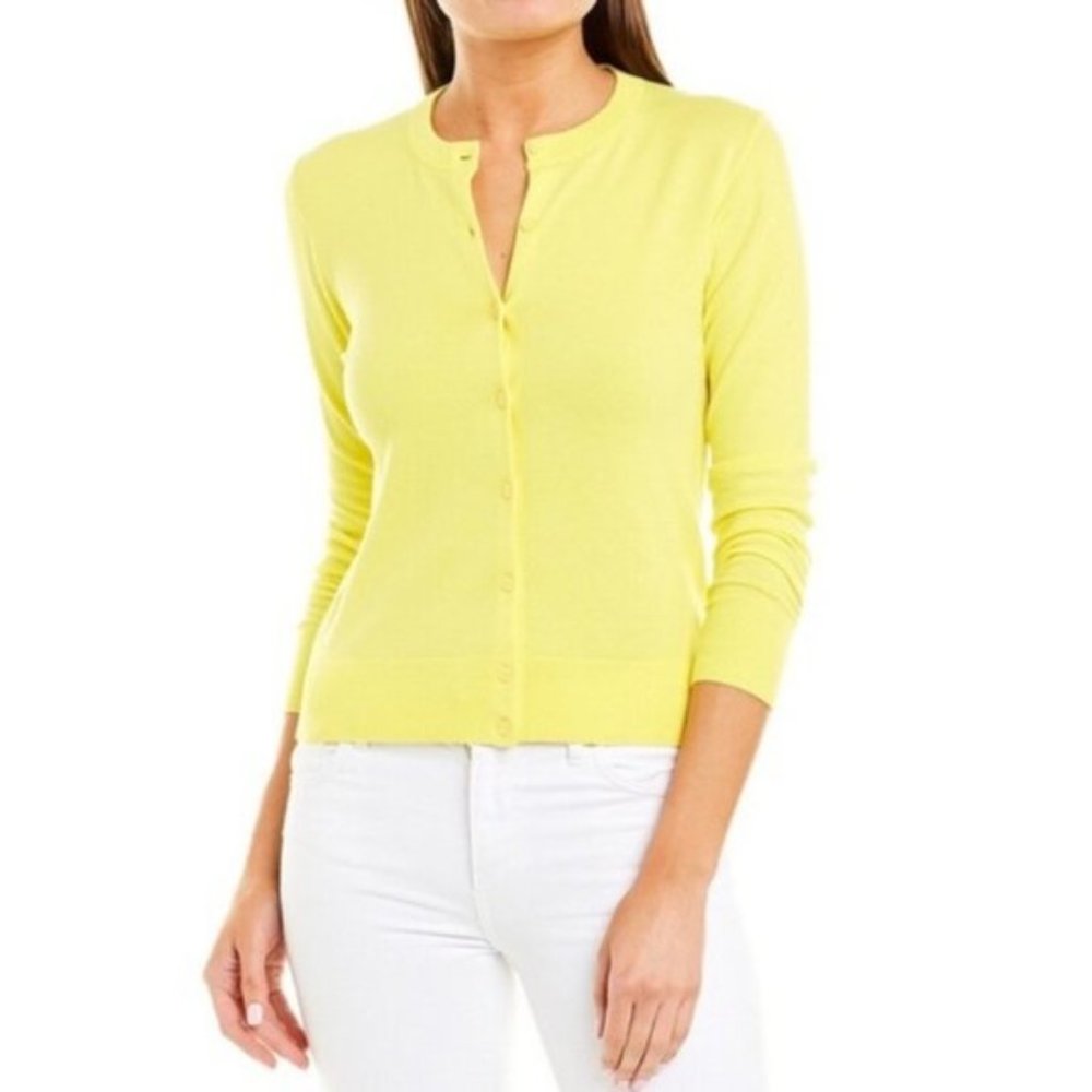 J. CREW CLASSIC CARYN CARDIGAN IN BRIGHT YELLOW